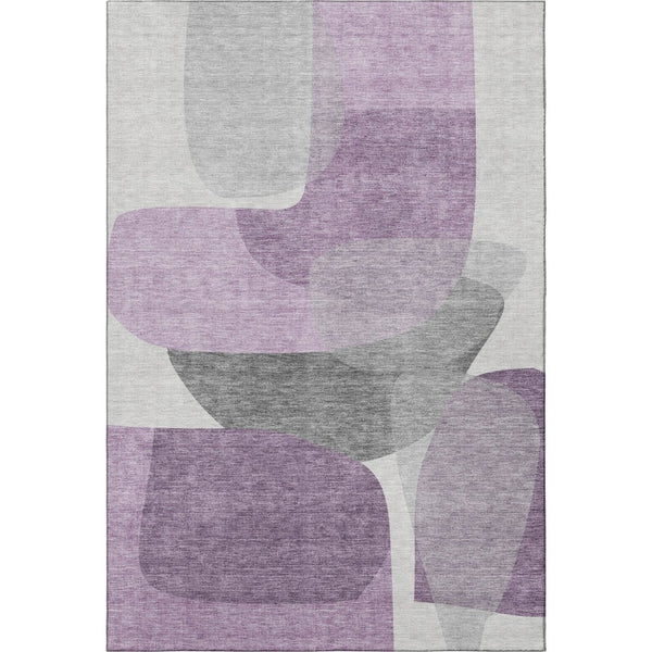 HomeRoots 5' X 8' Stunning Purple & Charcoal Abstract Washable Area Rug with UV Protection for Modern Homes 718565