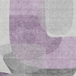 HomeRoots 8' Modern Purple & Charcoal Abstract Washable Round Rug with UV Protection for Stylish Homes 718566