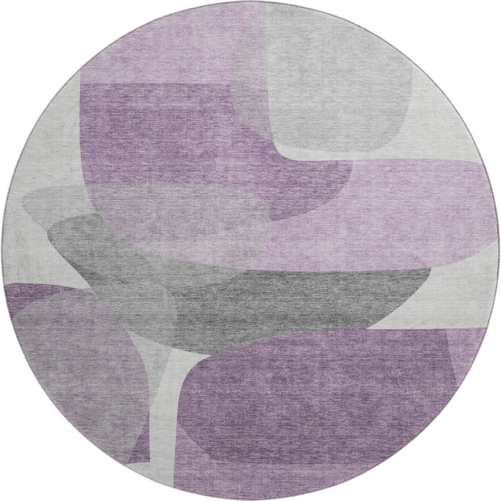HomeRoots 8' X 10' Washable Purple and Charcoal Abstract Area Rug with UV Protection for Modern Living Spaces 718567
