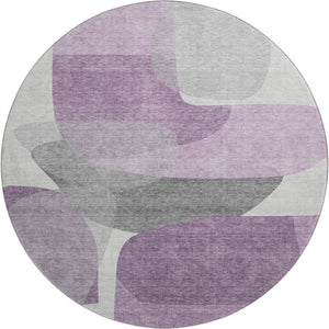 HomeRoots 8' X 10' Washable Purple and Charcoal Abstract Area Rug with UV Protection for Modern Living Spaces 718567