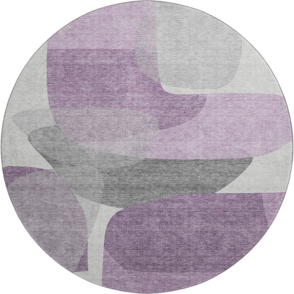 HomeRoots 8' X 10' Washable Purple and Charcoal Abstract Area Rug with UV Protection for Modern Living Spaces 718567