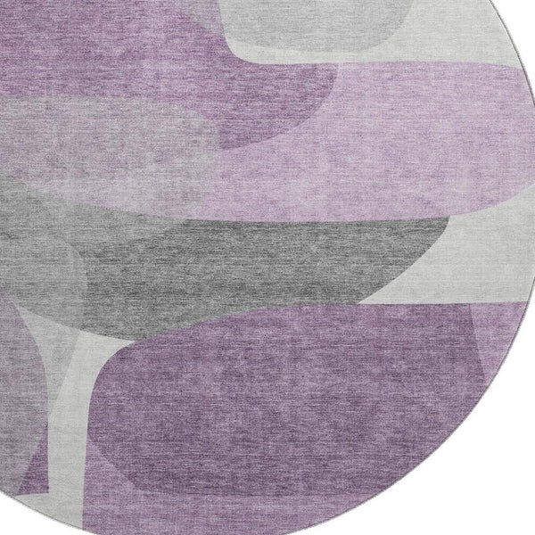 HomeRoots 8' X 10' Washable Purple and Charcoal Abstract Area Rug with UV Protection for Modern Living Spaces 718567