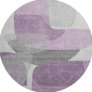 HomeRoots 8' X 10' Washable Purple and Charcoal Abstract Area Rug with UV Protection for Modern Living Spaces 718567