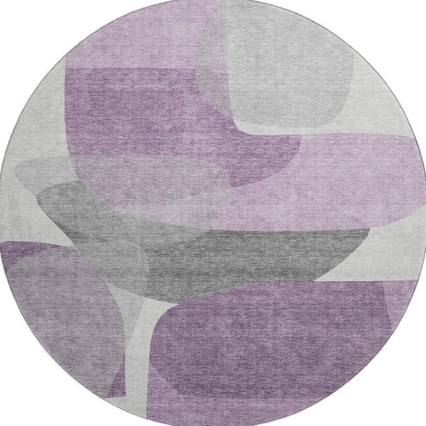 HomeRoots 8' X 10' Washable Purple and Charcoal Abstract Area Rug with UV Protection for Modern Living Spaces 718567