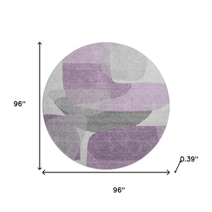 HomeRoots 8' X 10' Washable Purple and Charcoal Abstract Area Rug with UV Protection for Modern Living Spaces 718567