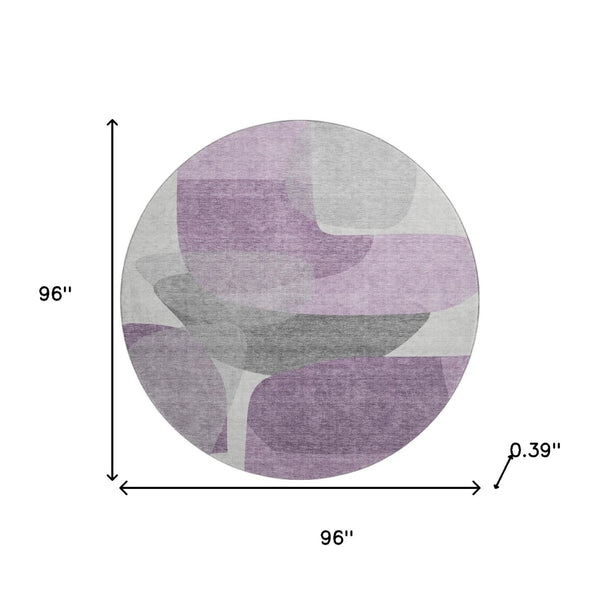 HomeRoots 8' X 10' Washable Purple and Charcoal Abstract Area Rug with UV Protection for Modern Living Spaces 718567