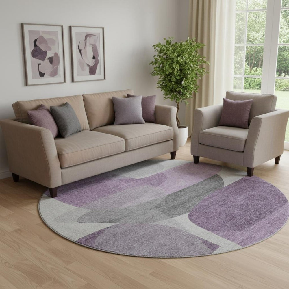 HomeRoots 8' X 10' Washable Purple and Charcoal Abstract Area Rug with UV Protection for Modern Living Spaces 718567