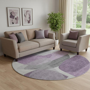 HomeRoots 8' X 10' Washable Purple and Charcoal Abstract Area Rug with UV Protection for Modern Living Spaces 718567