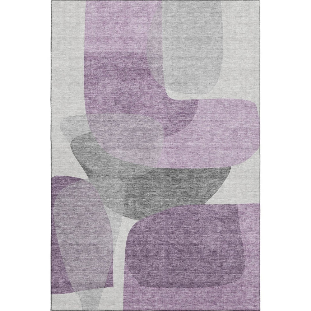 HomeRoots 9' X 12' Purple and Charcoal Abstract Area Rug - Stylish, Washable, UV-Protected & Durable Design 718568