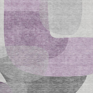 HomeRoots 9' X 12' Purple and Charcoal Abstract Area Rug - Stylish, Washable, UV-Protected & Durable Design 718568