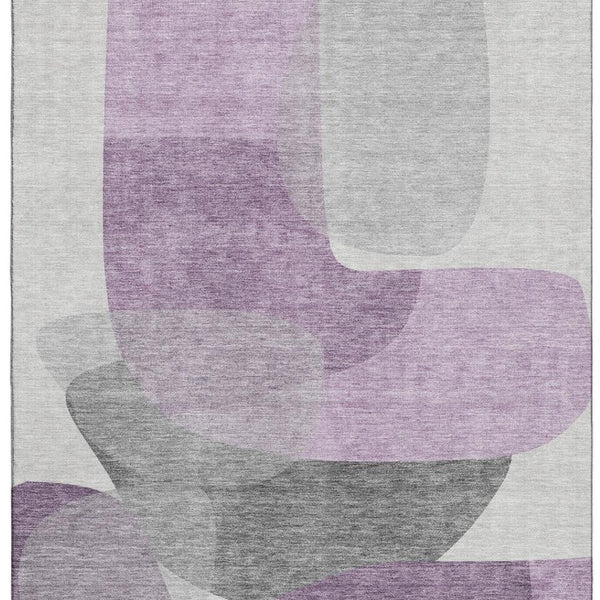 HomeRoots 9' X 12' Purple and Charcoal Abstract Area Rug - Stylish, Washable, UV-Protected & Durable Design 718568