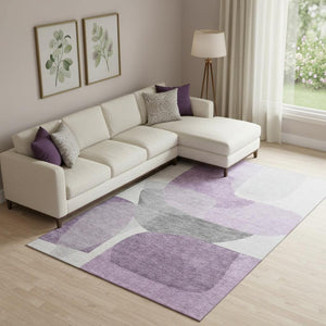 HomeRoots 9' X 12' Purple and Charcoal Abstract Area Rug - Stylish, Washable, UV-Protected & Durable Design 718568