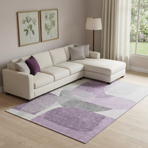 HomeRoots 10' X 14' Bold Purple & Charcoal Abstract Washable Area Rug with UV Protection for High-Traffic Areas 718569