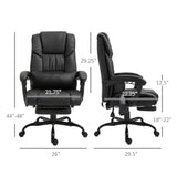 English Elm Vinsetto High Back Massage Office Chair With 6 Vibration Points, Pu Leather Reclining Computer Chair, Ergonomic Office Chair With Footrest Adjustable Height and Remote, Black