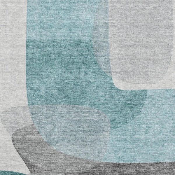 HomeRoots 5' X 8' Teal and Gray Abstract Washable Area Rug - UV Protected, Family-Friendly Style for Any Room 718571