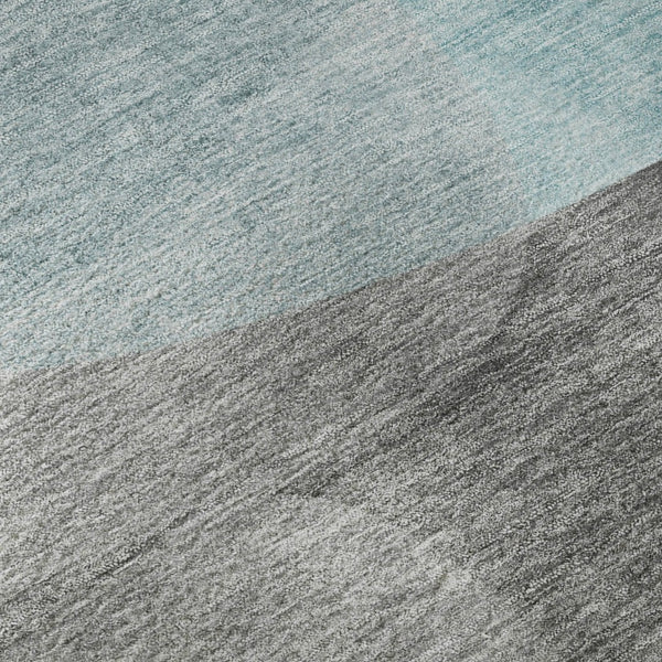 HomeRoots 9' X 12' Teal and Gray Abstract Area Rug - Stylish, Washable, UV-Protected, Non-Slip for High Traffic Areas 718574