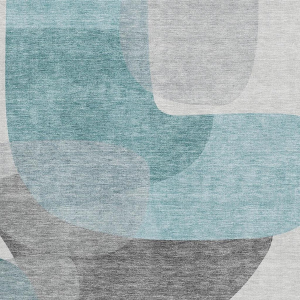 HomeRoots 10' X 14' Teal and Gray Abstract Area Rug - Stylish, Washable, UV-Protected, Durable & Easy Care! 718575