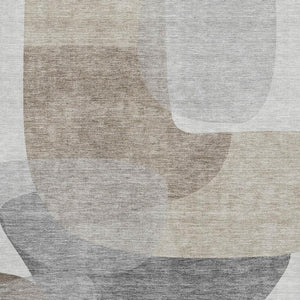 HomeRoots 5' X 8' Stylish Taupe and Gray Abstract Area Rug - Washable, UV Protected, Perfect for Busy Homes! 718577