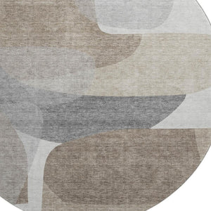 HomeRoots 8' X 10' Modern Taupe and Gray Abstract Washable Area Rug - Durable, UV-Protected, Easy Care Design 718579