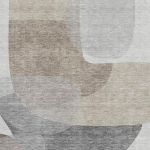 HomeRoots 9' X 12' Taupe Gray Abstract Area Rug - Washable, UV Protected, Non-Slip Backing for Busy Homes 718580