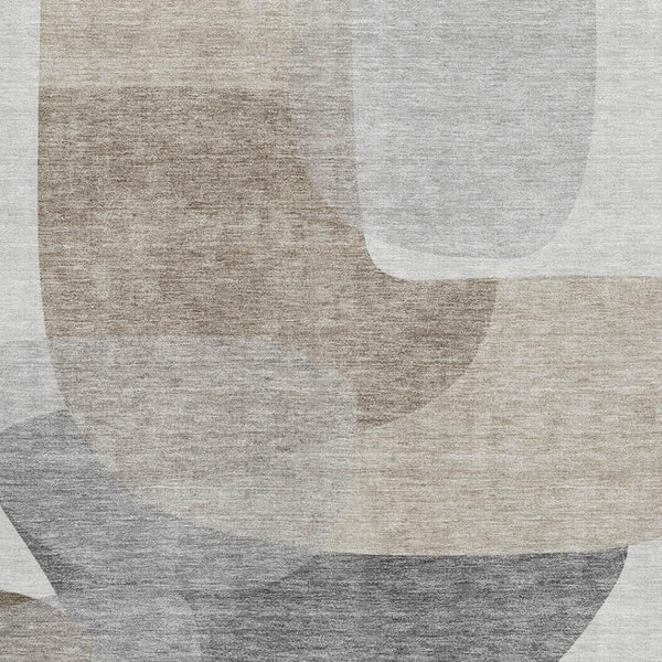 HomeRoots 9' X 12' Taupe Gray Abstract Area Rug - Washable, UV Protected, Non-Slip Backing for Busy Homes 718580