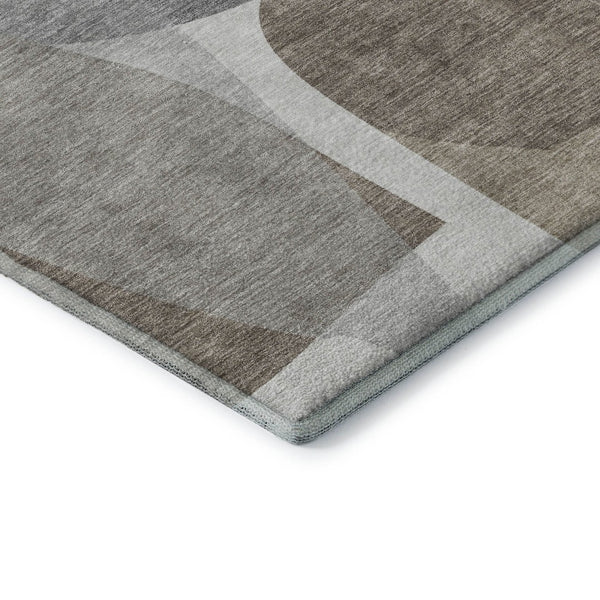 HomeRoots 9' X 12' Taupe Gray Abstract Area Rug - Washable, UV Protected, Non-Slip Backing for Busy Homes 718580