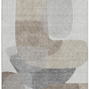 HomeRoots 9' X 12' Taupe Gray Abstract Area Rug - Washable, UV Protected, Non-Slip Backing for Busy Homes 718580