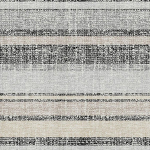 HomeRoots 5' X 8' Stylish Black and Beige Striped Machine-Washable Area Rug with UV Protection & Durability 718583