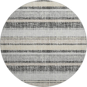 HomeRoots 8' X 10' Striped Washable Area Rug - Durable Black & Beige Design with UV Protection for Homes 718585