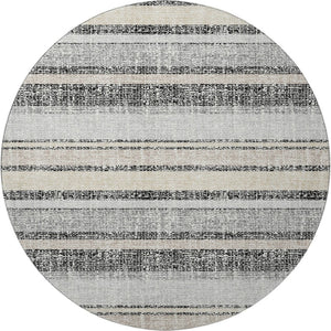HomeRoots 8' X 10' Striped Washable Area Rug - Durable Black & Beige Design with UV Protection for Homes 718585