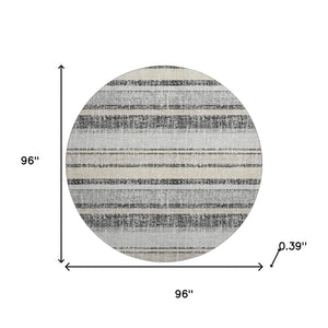 HomeRoots 8' X 10' Striped Washable Area Rug - Durable Black & Beige Design with UV Protection for Homes 718585