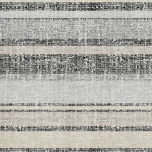 HomeRoots 9' X 12' Stylish Black and Beige Striped Area Rug with UV Protection, Washable, Durable & Non-Slip 718586