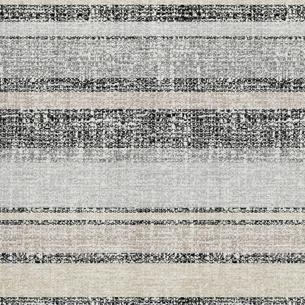 HomeRoots 9' X 12' Stylish Black and Beige Striped Area Rug with UV Protection, Washable, Durable & Non-Slip 718586