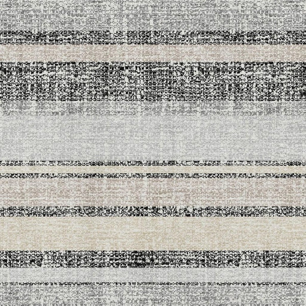 HomeRoots 10' Black and Beige Striped Washable Area Rug - UV Protected, Non-Slip, Durable for Indoor/Outdoor Use 718587