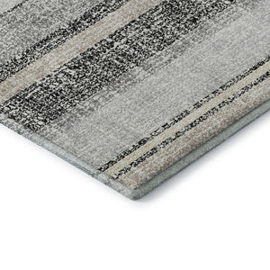 HomeRoots 10' Black and Beige Striped Washable Area Rug - UV Protected, Non-Slip, Durable for Indoor/Outdoor Use 718587