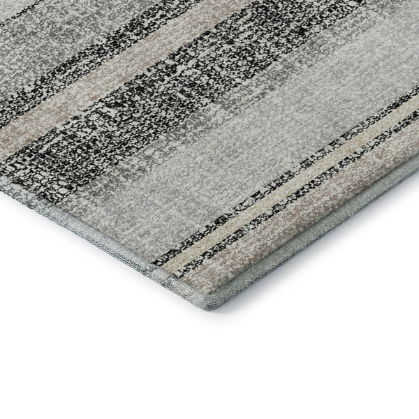 HomeRoots 10' Black and Beige Striped Washable Area Rug - UV Protected, Non-Slip, Durable for Indoor/Outdoor Use 718587