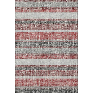 HomeRoots 5' X 8' Burgundy and Gray Striped Area Rug - Washable, Stain-Resistant, UV Protected for Busy Homes 718589