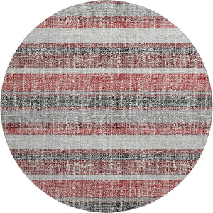HomeRoots 8' X 10' Burgundy & Gray Striped Washable Area Rug - UV Protected, Kid & Pet Friendly, Stylish Decor 718591