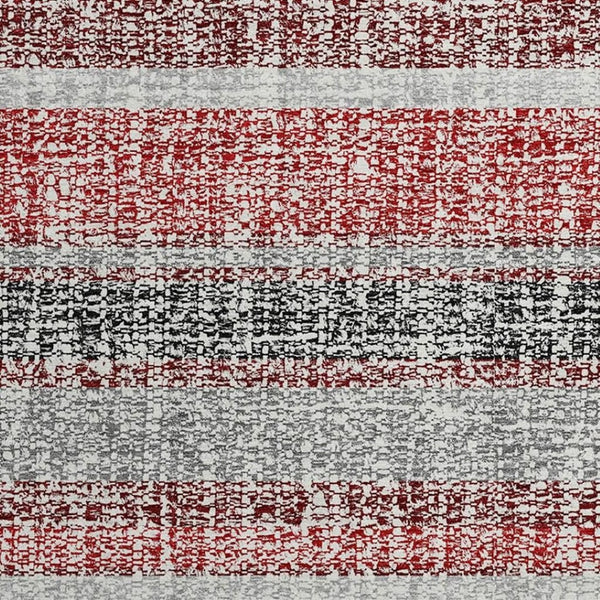 HomeRoots 8' X 10' Burgundy & Gray Striped Washable Area Rug - UV Protected, Kid & Pet Friendly, Stylish Decor 718591