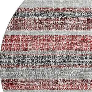 HomeRoots 8' X 10' Burgundy & Gray Striped Washable Area Rug - UV Protected, Kid & Pet Friendly, Stylish Decor 718591