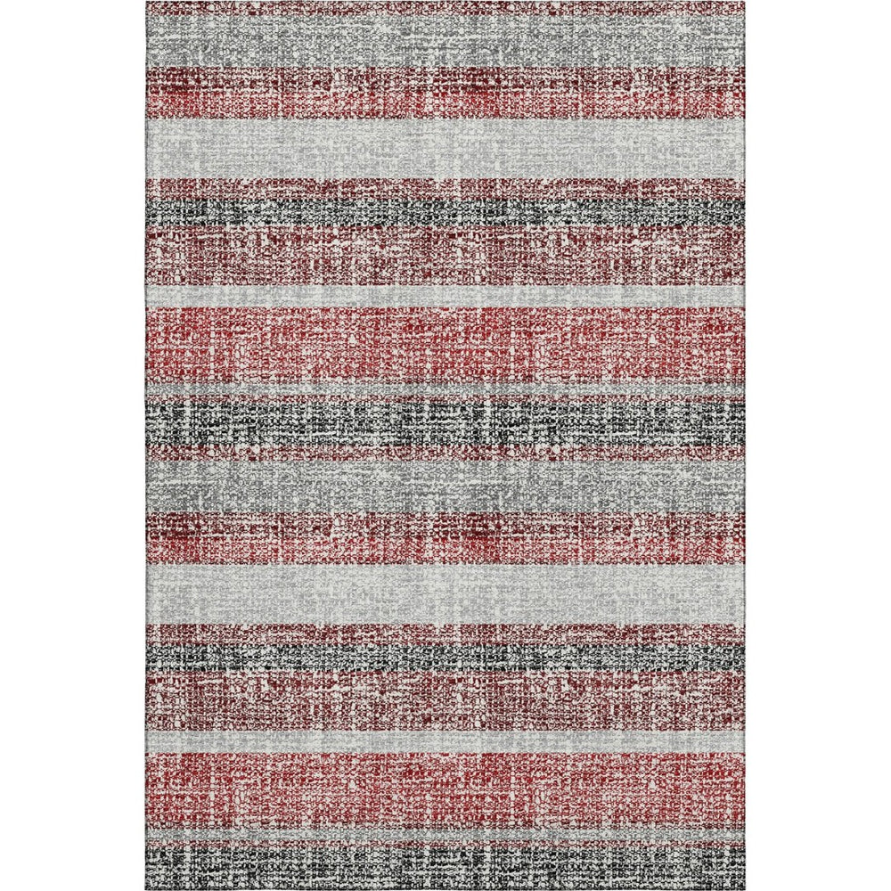 HomeRoots 9' X 12' Striped Burgundy and Gray Area Rug - Washable, Stain Resistant, UV Protected for Home Style 718592