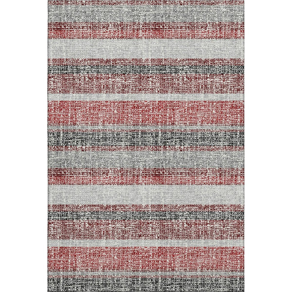 HomeRoots 10' Burgundy and Gray Striped Washable Area Rug with UV Protection - Ideal for Homes with Kids & Pets! 718593
