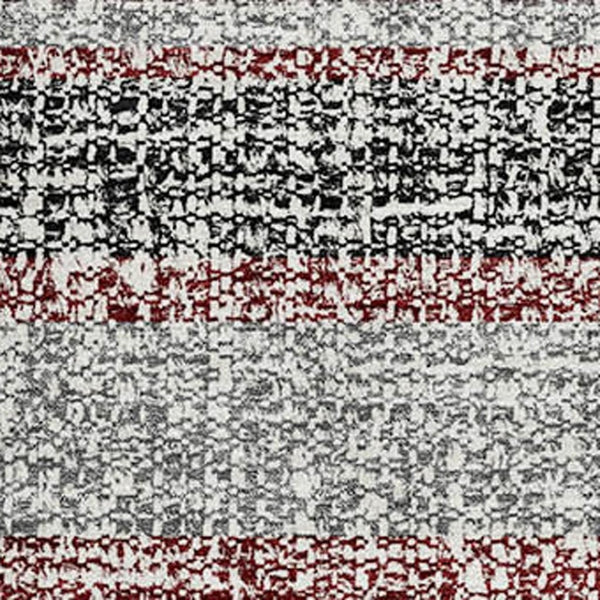 HomeRoots 10' Burgundy and Gray Striped Washable Area Rug with UV Protection - Ideal for Homes with Kids & Pets! 718593