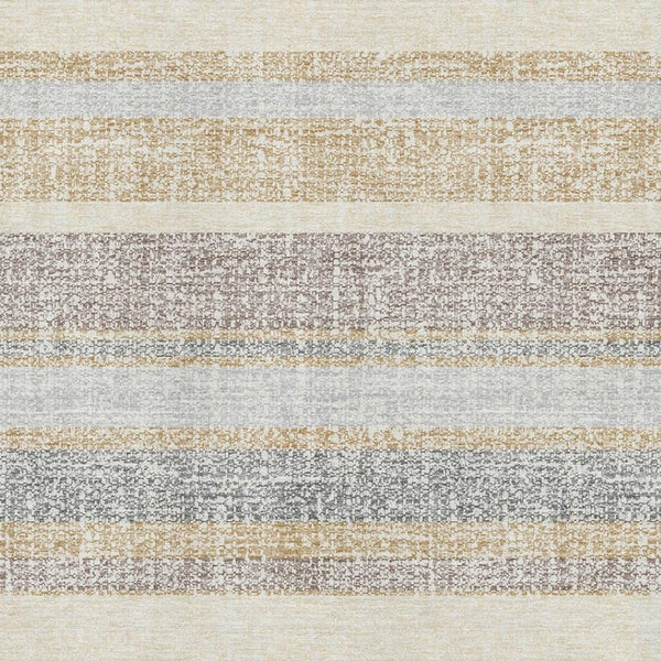 HomeRoots 5' X 8' Gold And Beige Striped Area Rug - Stain Resistant, UV Protected, Washable for Easy Care 718595