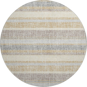 HomeRoots 8' X 10' Striped Gold and Beige Area Rug - Washable, UV Protected, Stylish & Durable for Homes 718597