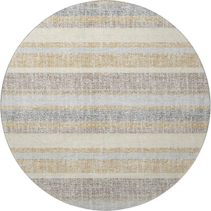 HomeRoots 8' X 10' Striped Gold and Beige Area Rug - Washable, UV Protected, Stylish & Durable for Homes 718597