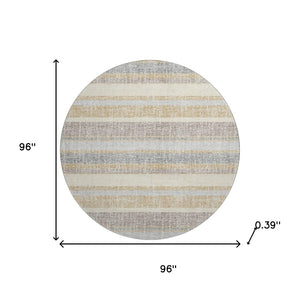 HomeRoots 8' X 10' Striped Gold and Beige Area Rug - Washable, UV Protected, Stylish & Durable for Homes 718597