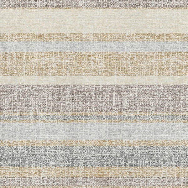 HomeRoots 9' X 12' Gold And Beige Striped Area Rug - Washable, UV-Protected, Pet-Friendly, Stylish & Durable! 718598