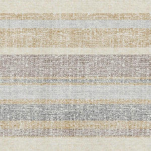HomeRoots 10' Washable Gold and Beige Striped Area Rug - UV Protected, Durable and Stylish for Any Space 718599