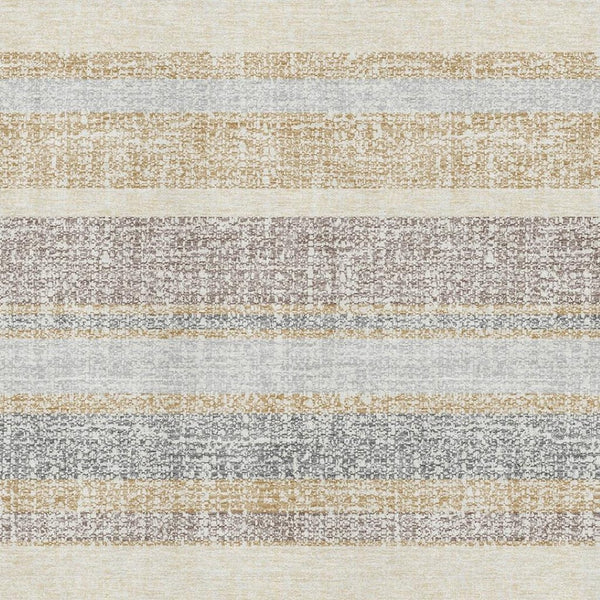 HomeRoots 10' Washable Gold and Beige Striped Area Rug - UV Protected, Durable and Stylish for Any Space 718599